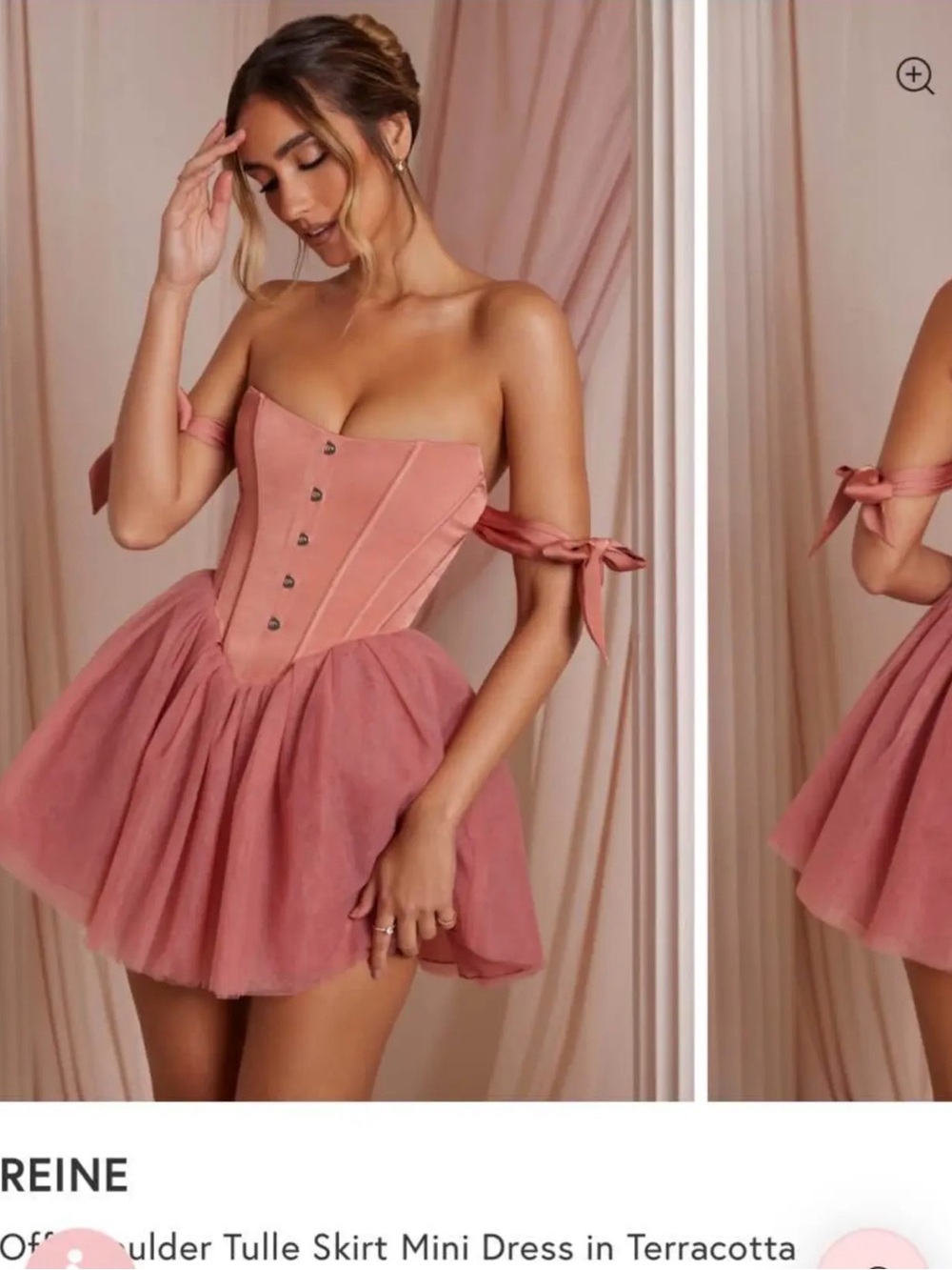 Oh Polly - REINE Size XS - Off-Shoulder Rose Pink Corset Tulle Mini Dress. - Picture 3 of 11